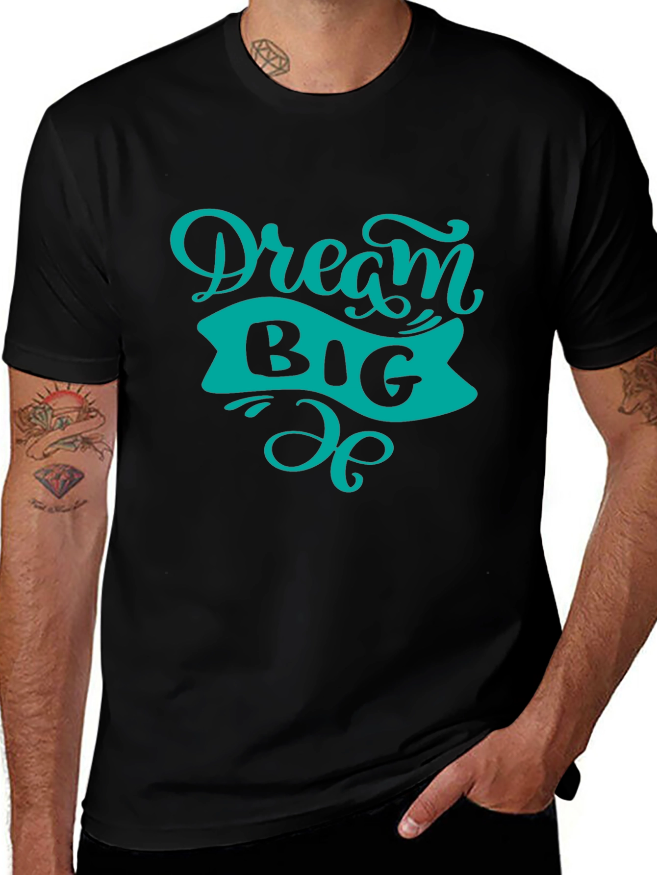 Dream Big Graphic Tee - Black Cotton T-Shirt
