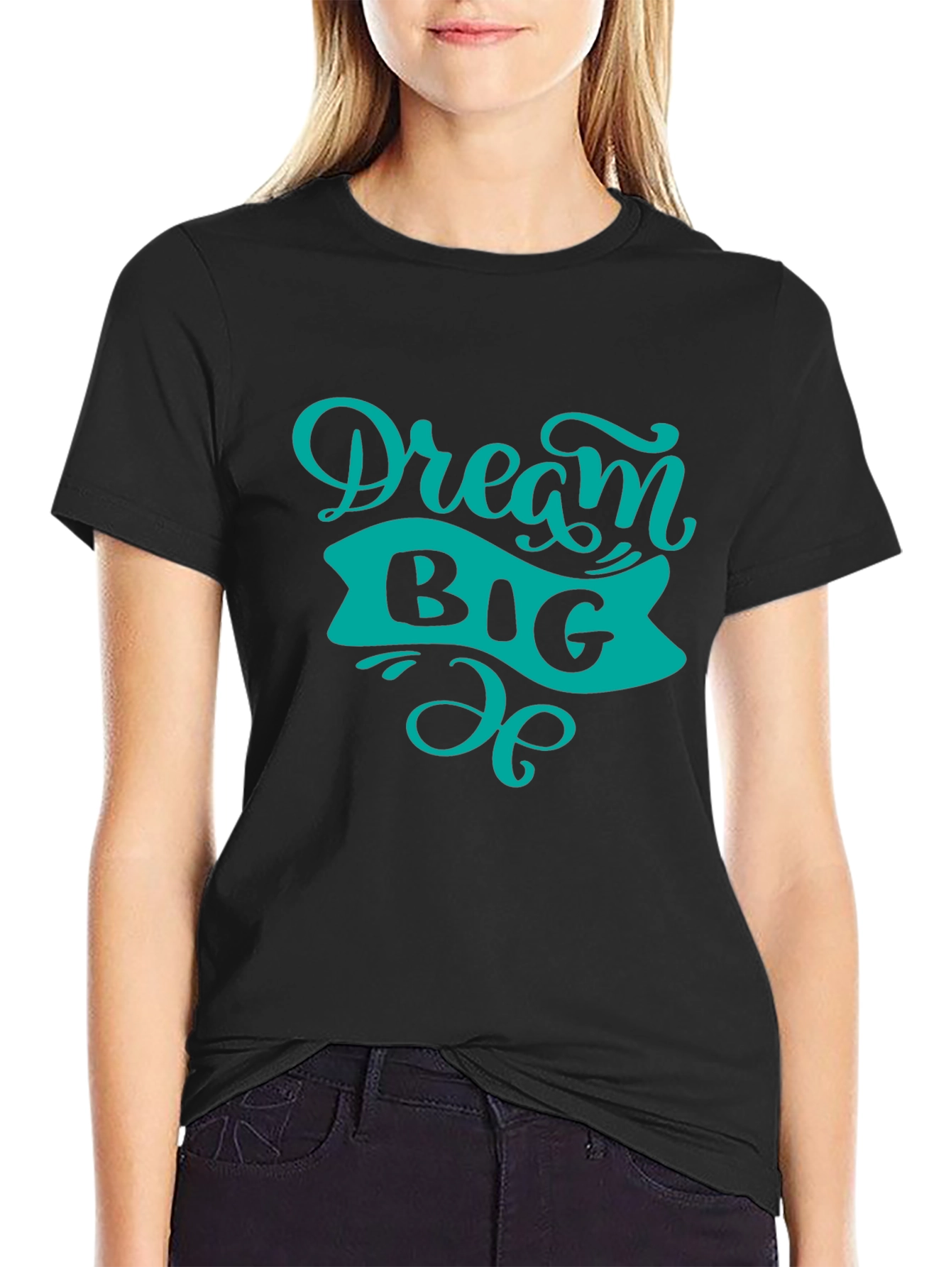 Dream Big Graphic Tee - Black Cotton T-Shirt