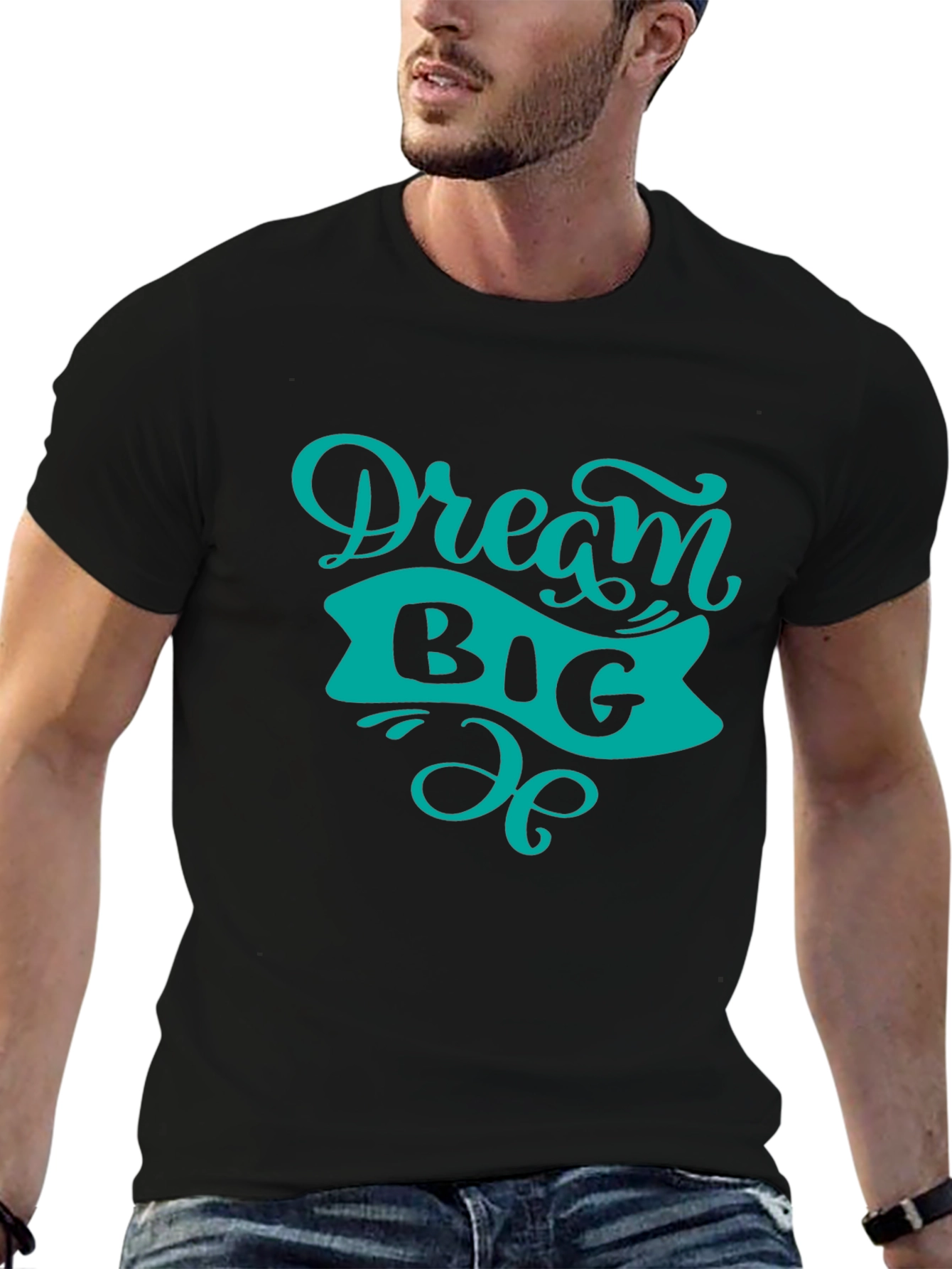 Dream Big Graphic Tee - Black Cotton T-Shirt