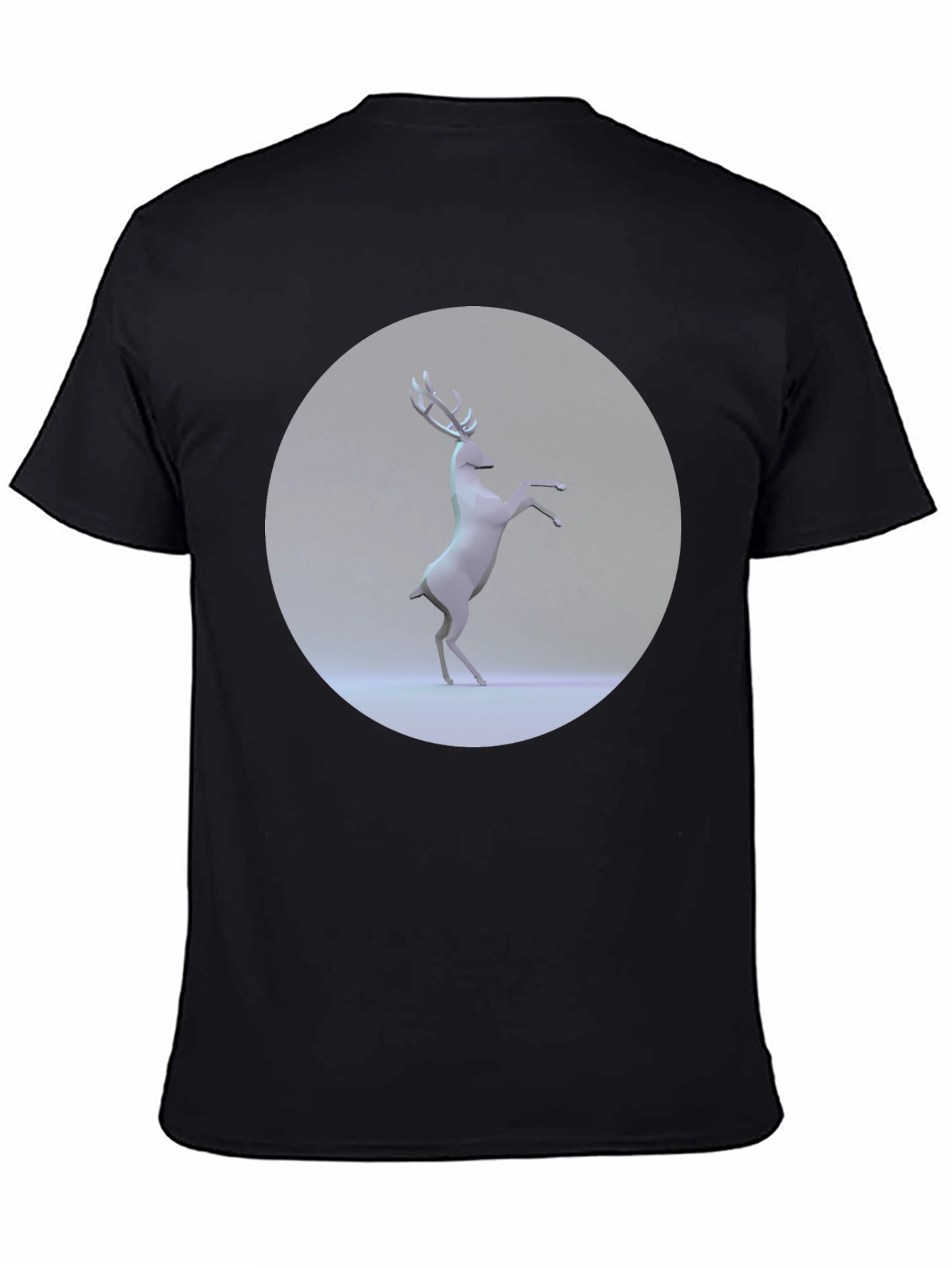 Geometric Deer Graphic Tee - Modern Black T-Shirt