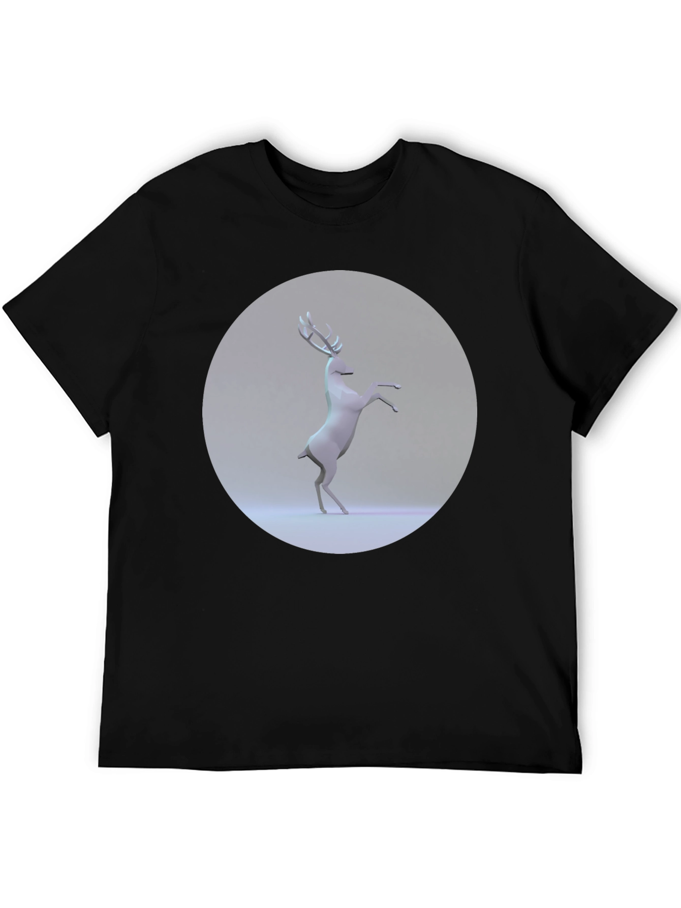 Geometric Deer Graphic Tee - Modern Black T-Shirt
