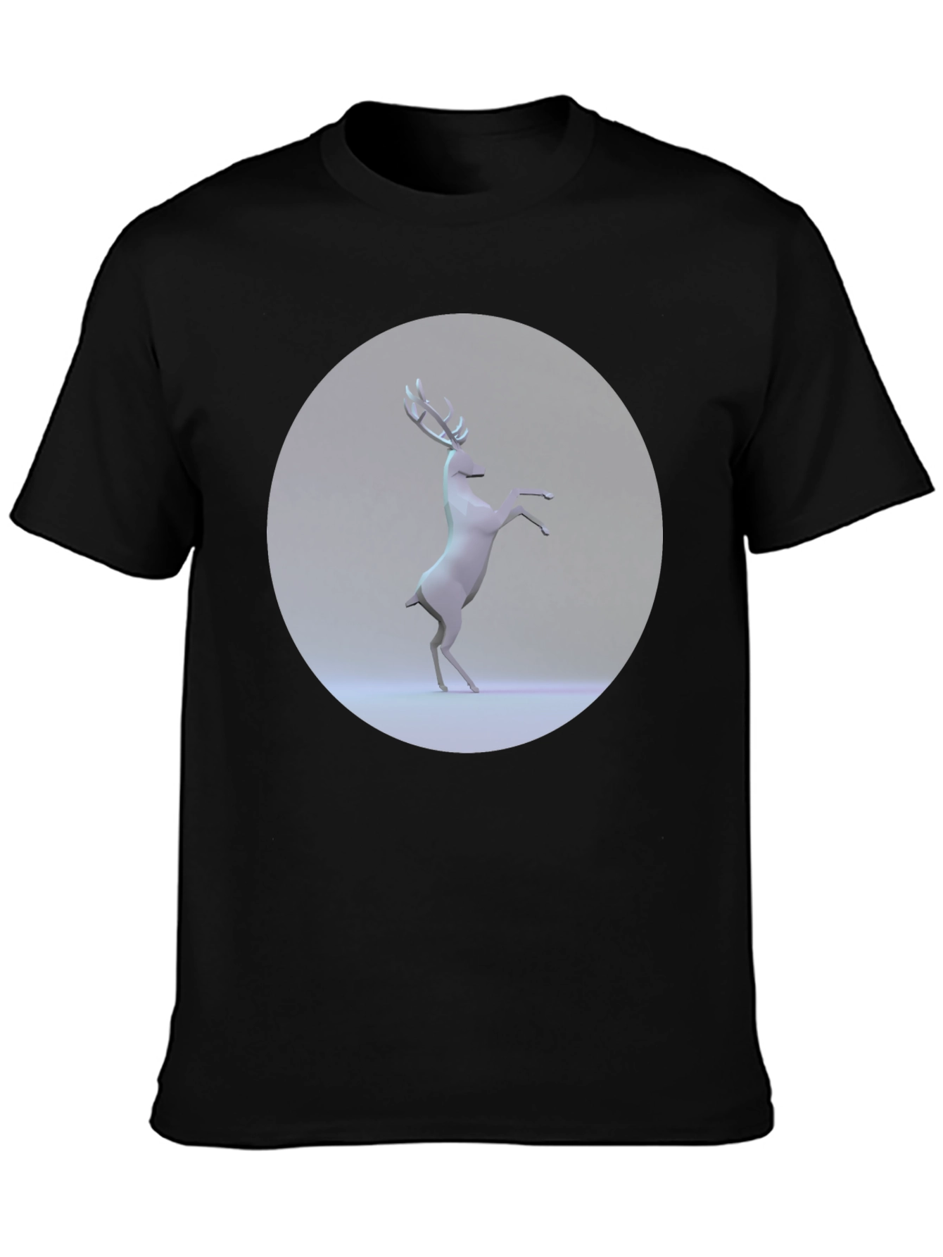 Geometric Deer Graphic Tee - Modern Black T-Shirt