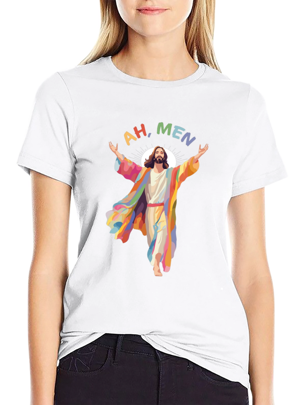 Ah Men Rainbow Jesus Graphic Tee