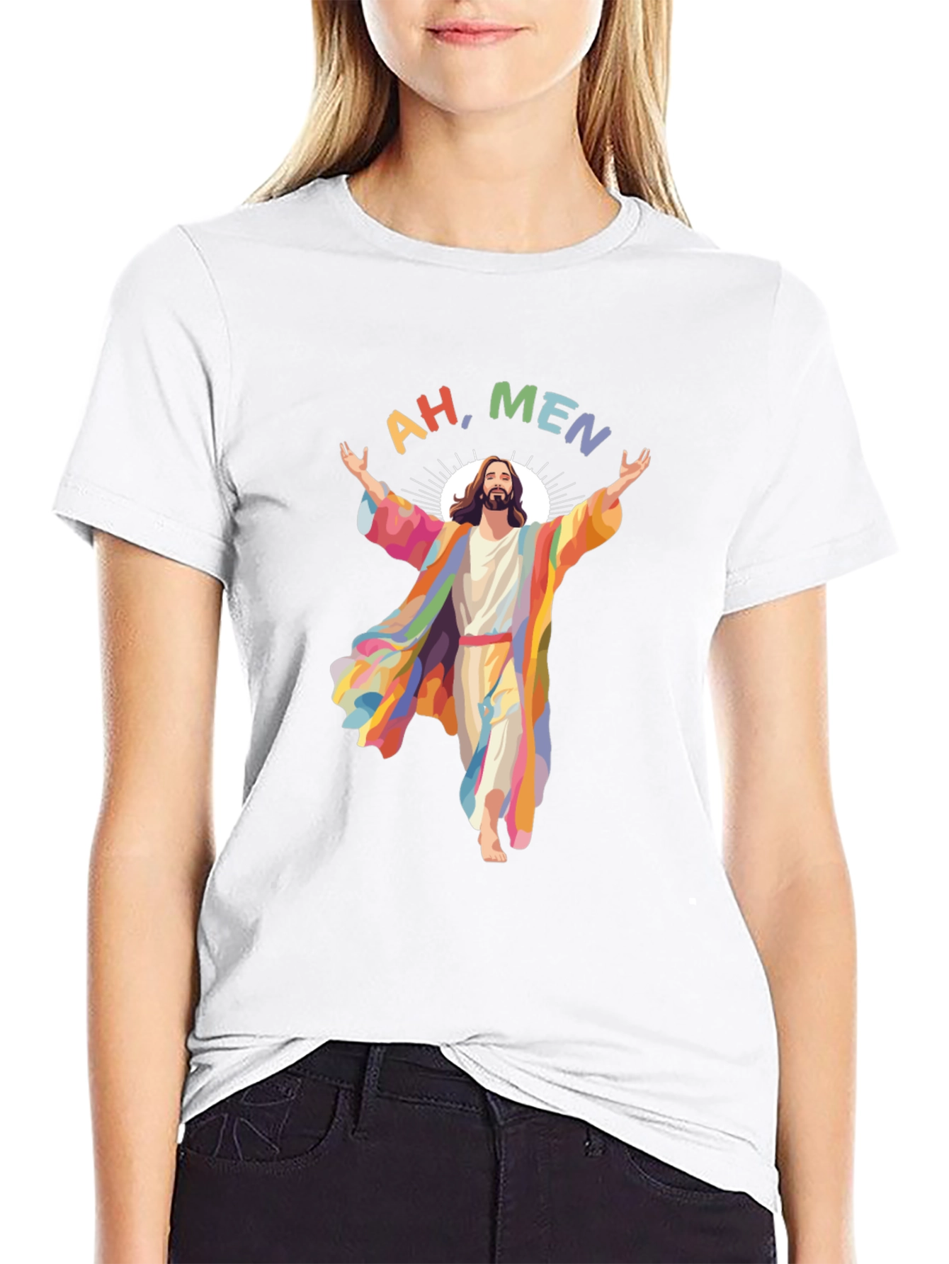 Ah Men Rainbow Jesus Graphic Tee