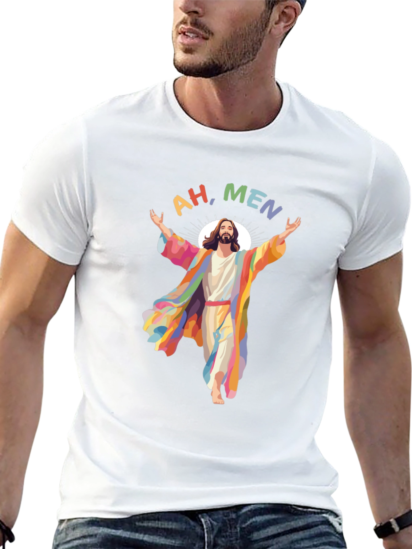 Ah Men Rainbow Jesus Graphic Tee