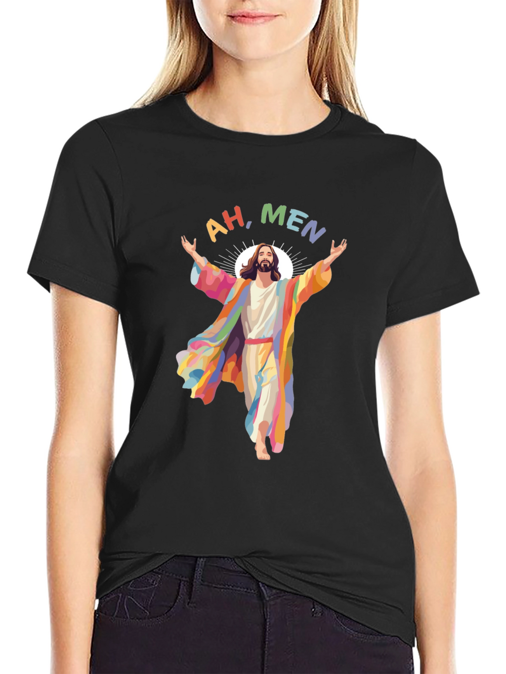 Ah Men Rainbow Jesus Graphic Tee