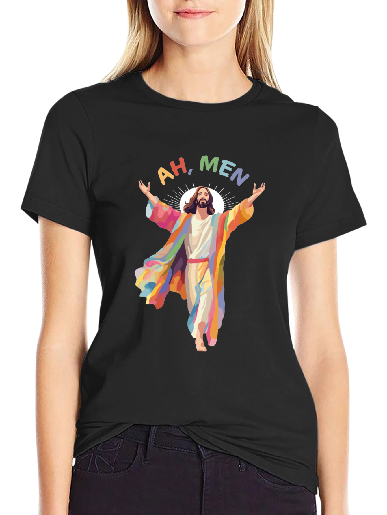 Ah Men Rainbow Jesus Graphic Tee