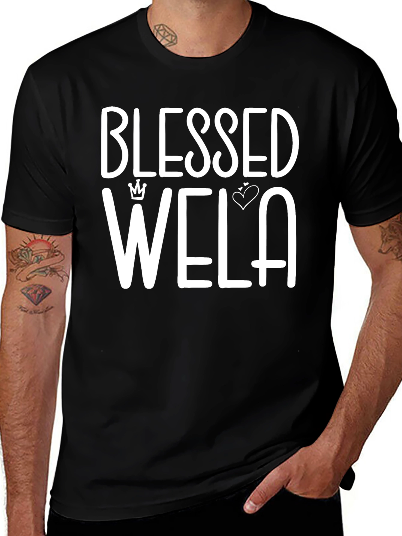 Blessed Wela Black T-Shirt - Trendy Graphic Tee