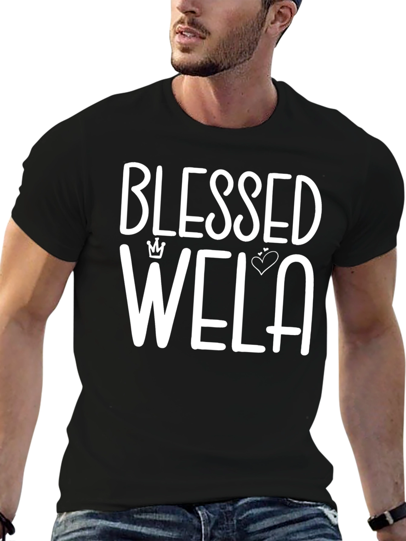 Blessed Wela Black T-Shirt - Trendy Graphic Tee
