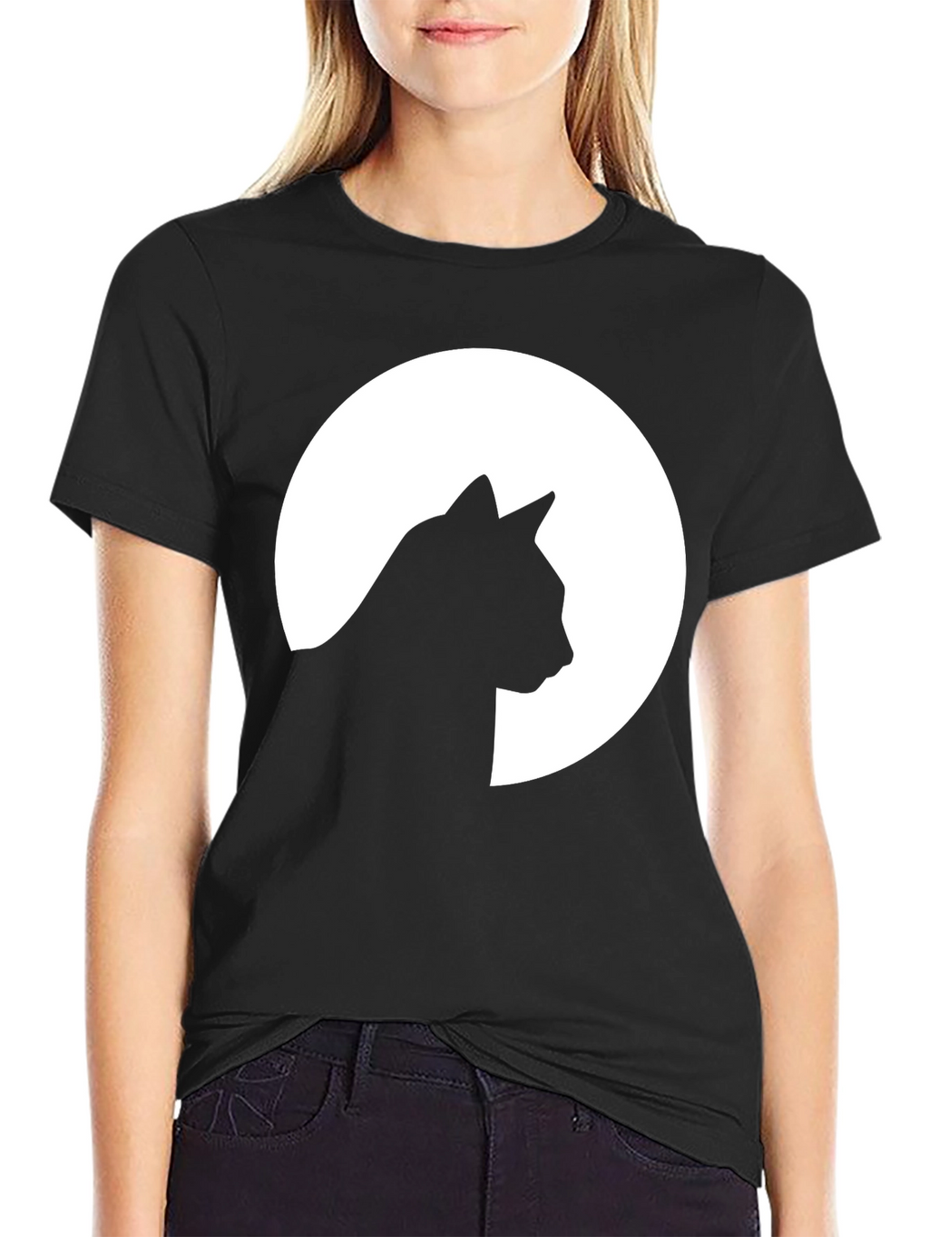 Cat Silhouette Moon Graphic T-Shirt - Unisex
