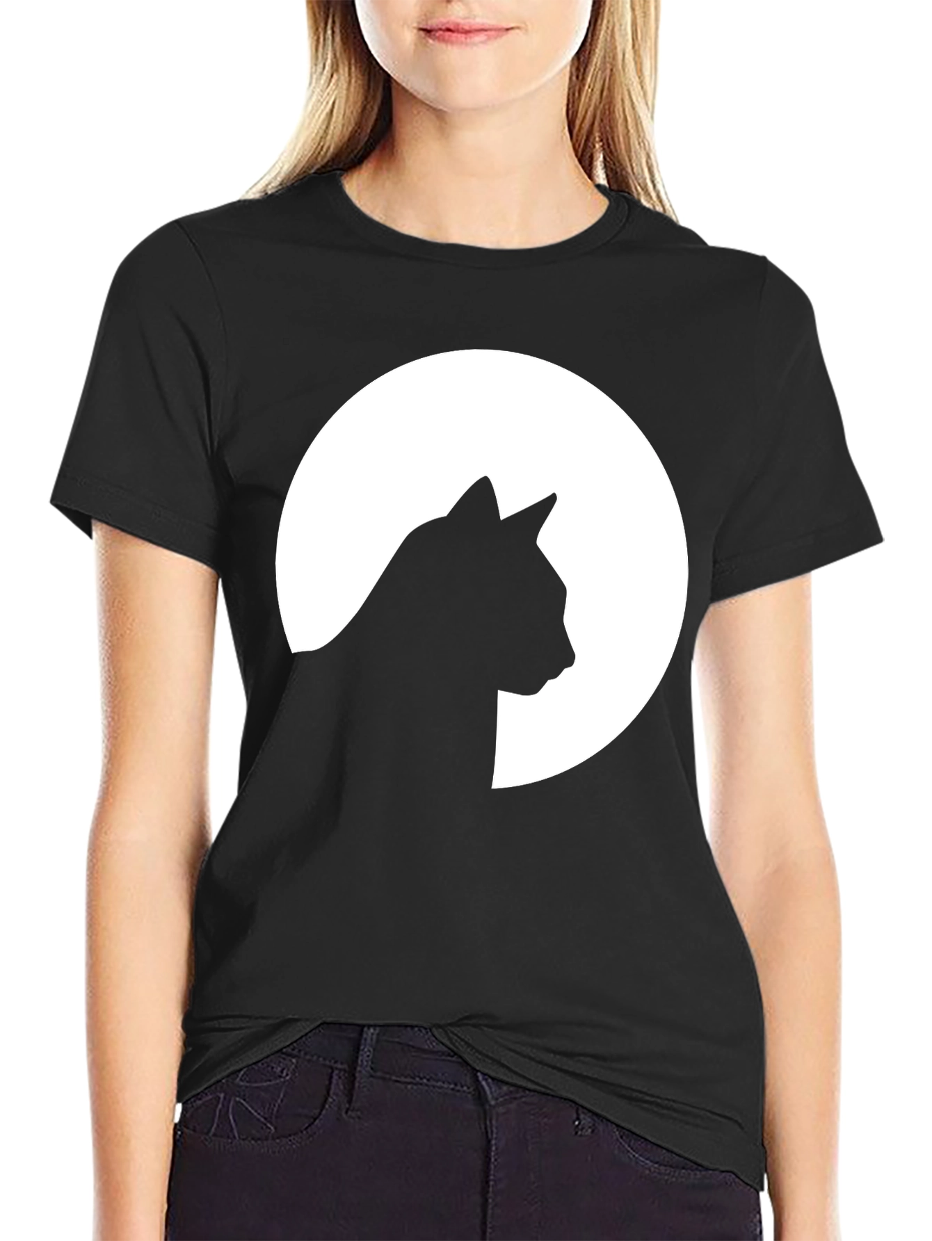 Cat Silhouette Moon Graphic T-Shirt - Unisex
