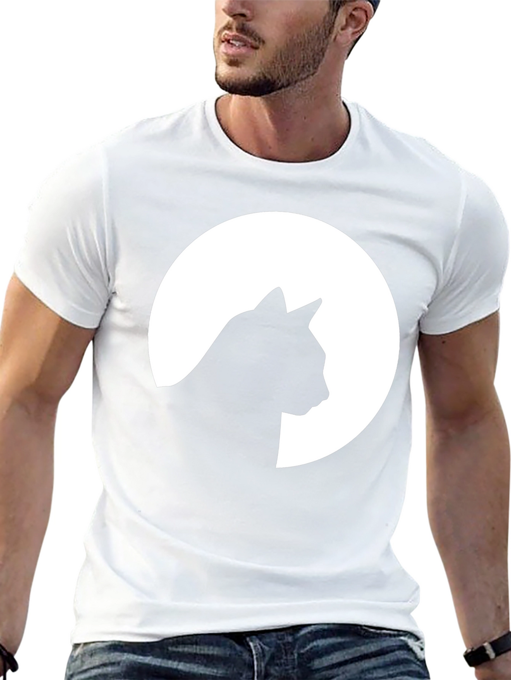 Cat Silhouette Moon Graphic T-Shirt - Unisex