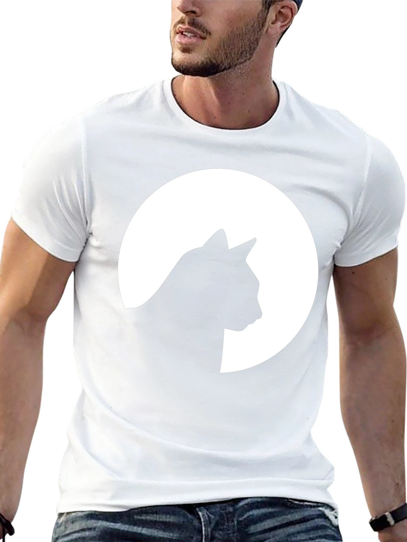 Cat Silhouette Moon Graphic T-Shirt - Unisex
