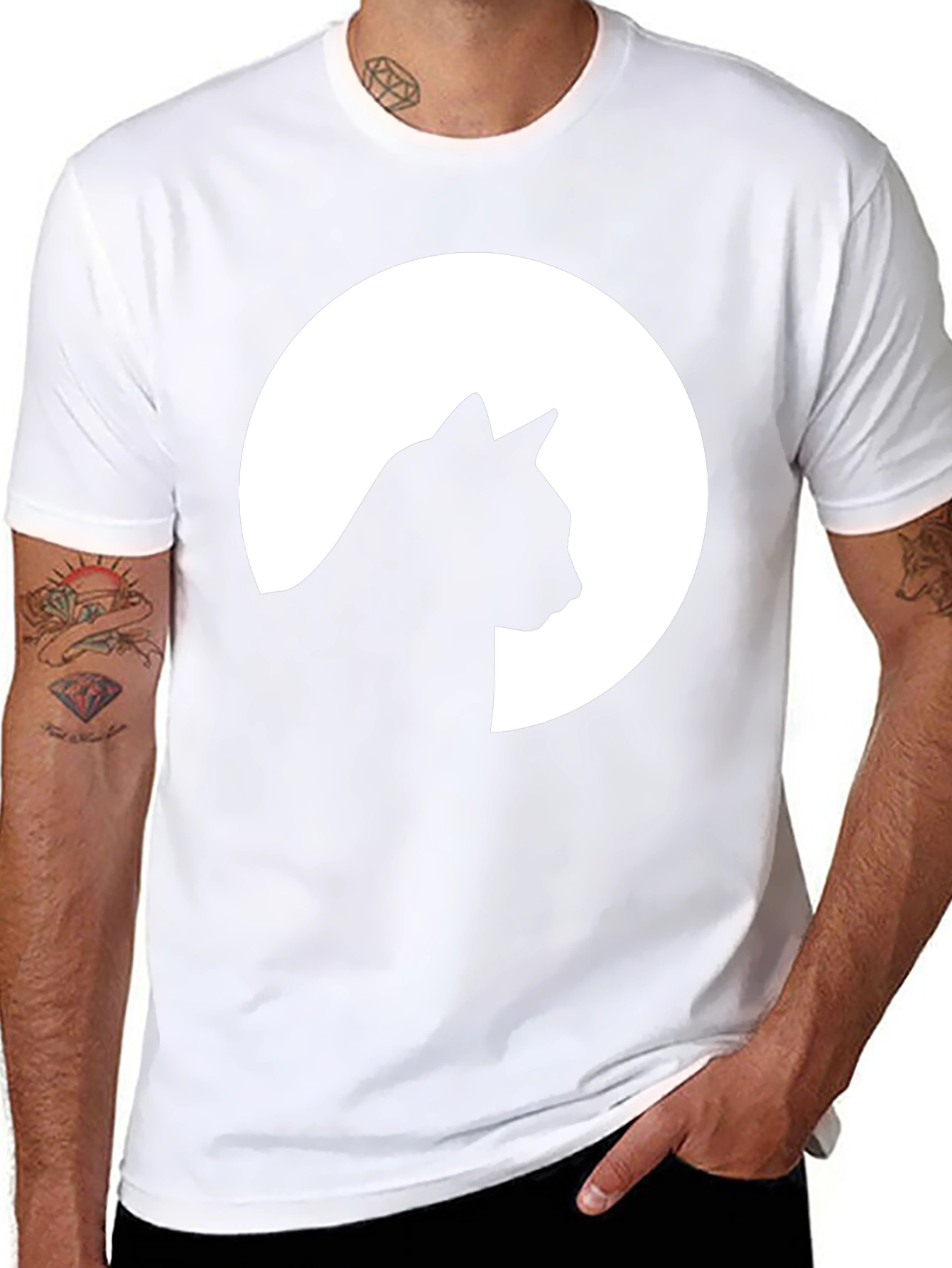 Cat Silhouette Moon Graphic T-Shirt - Unisex