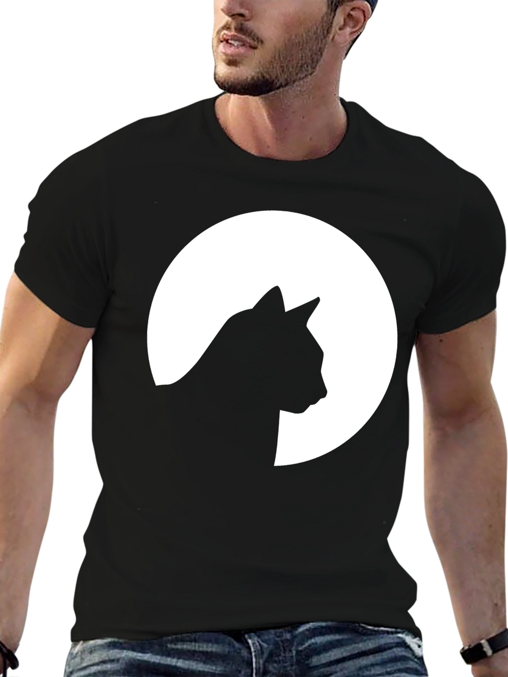 Cat Silhouette Moon Graphic T-Shirt - Unisex
