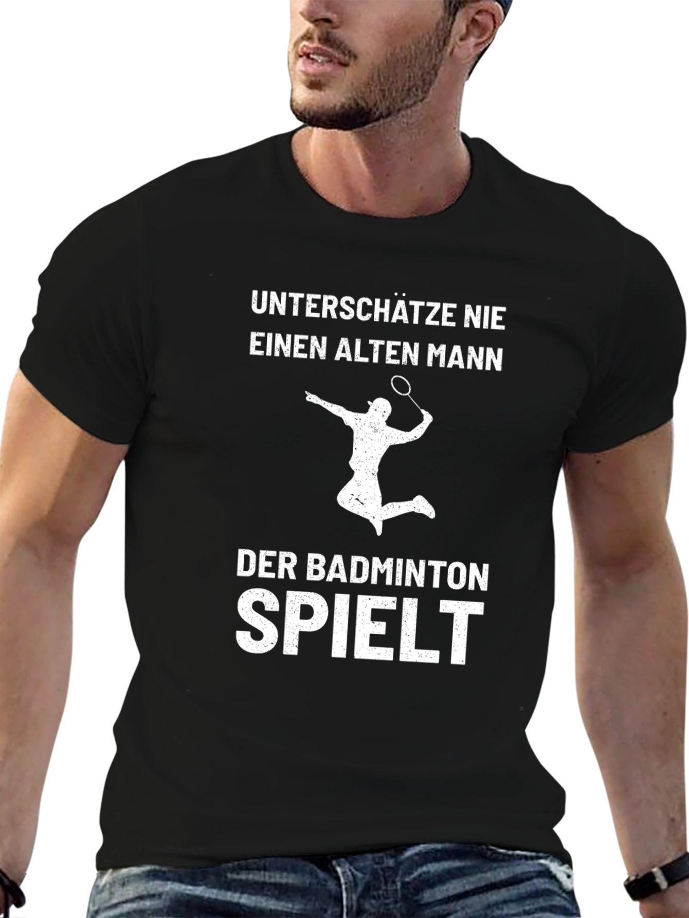 Badminton Old Man T-Shirt - Funny German Quote