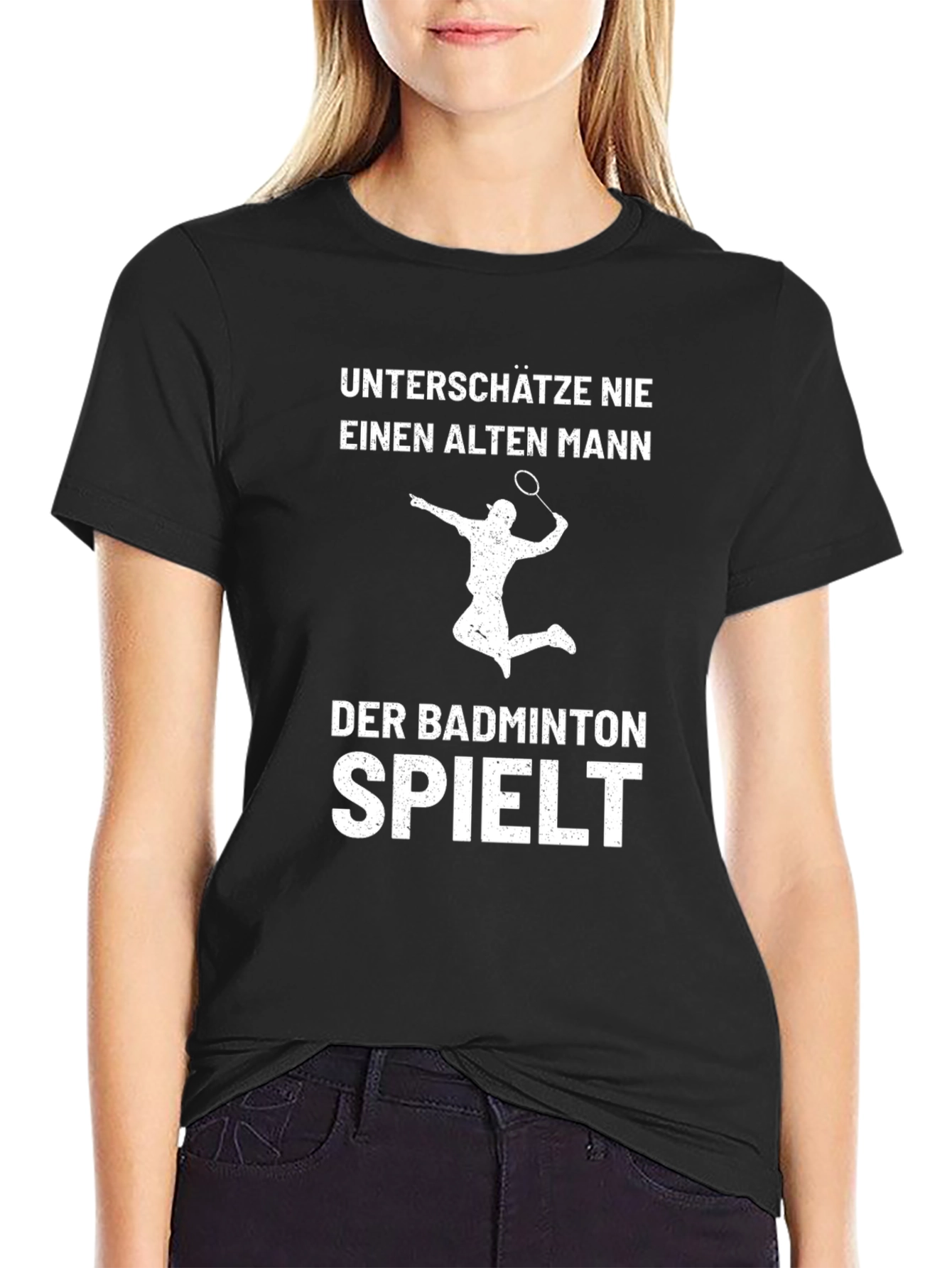 Badminton Old Man T-Shirt - Funny German Quote