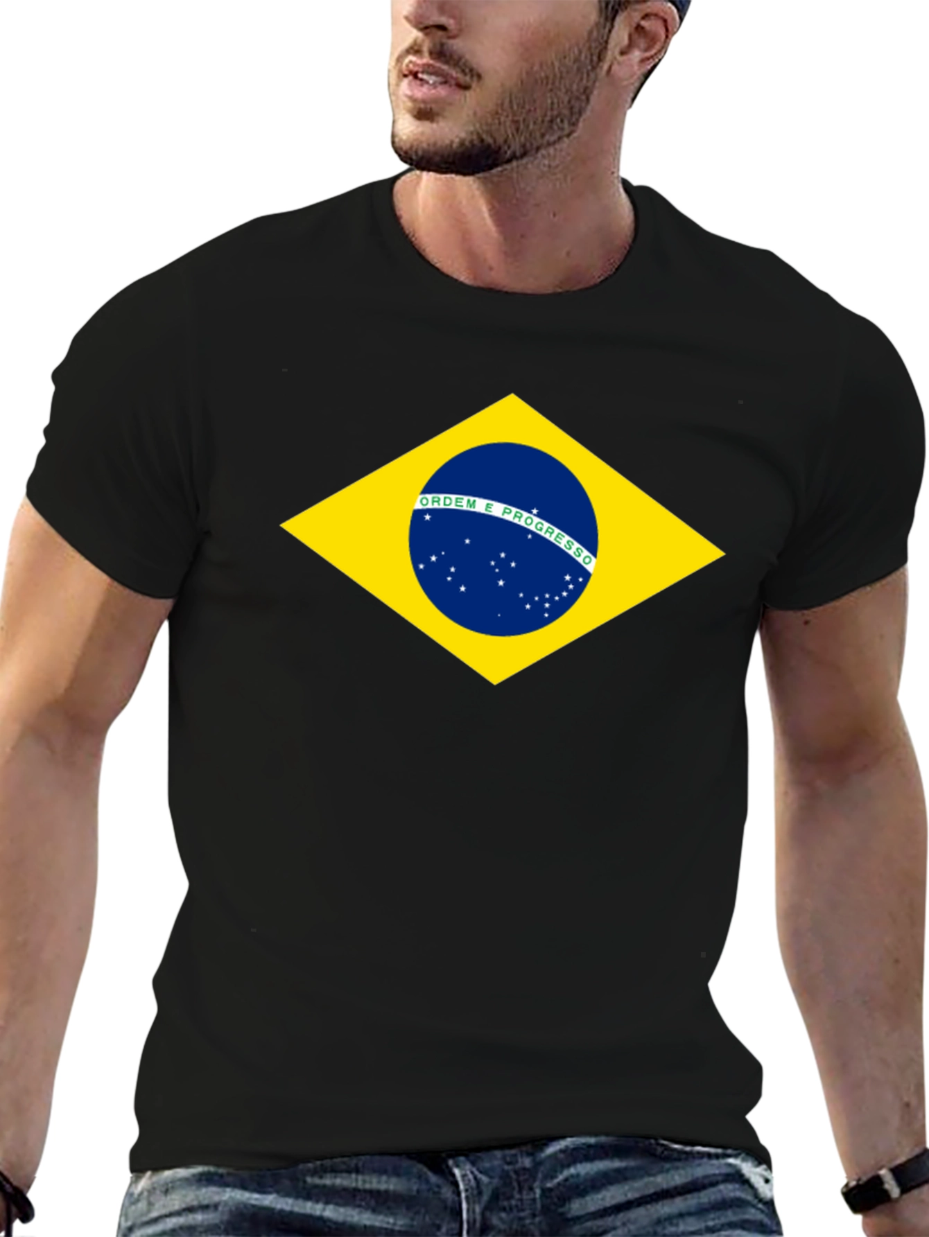 Brazil Flag Graphic T-Shirt - Black