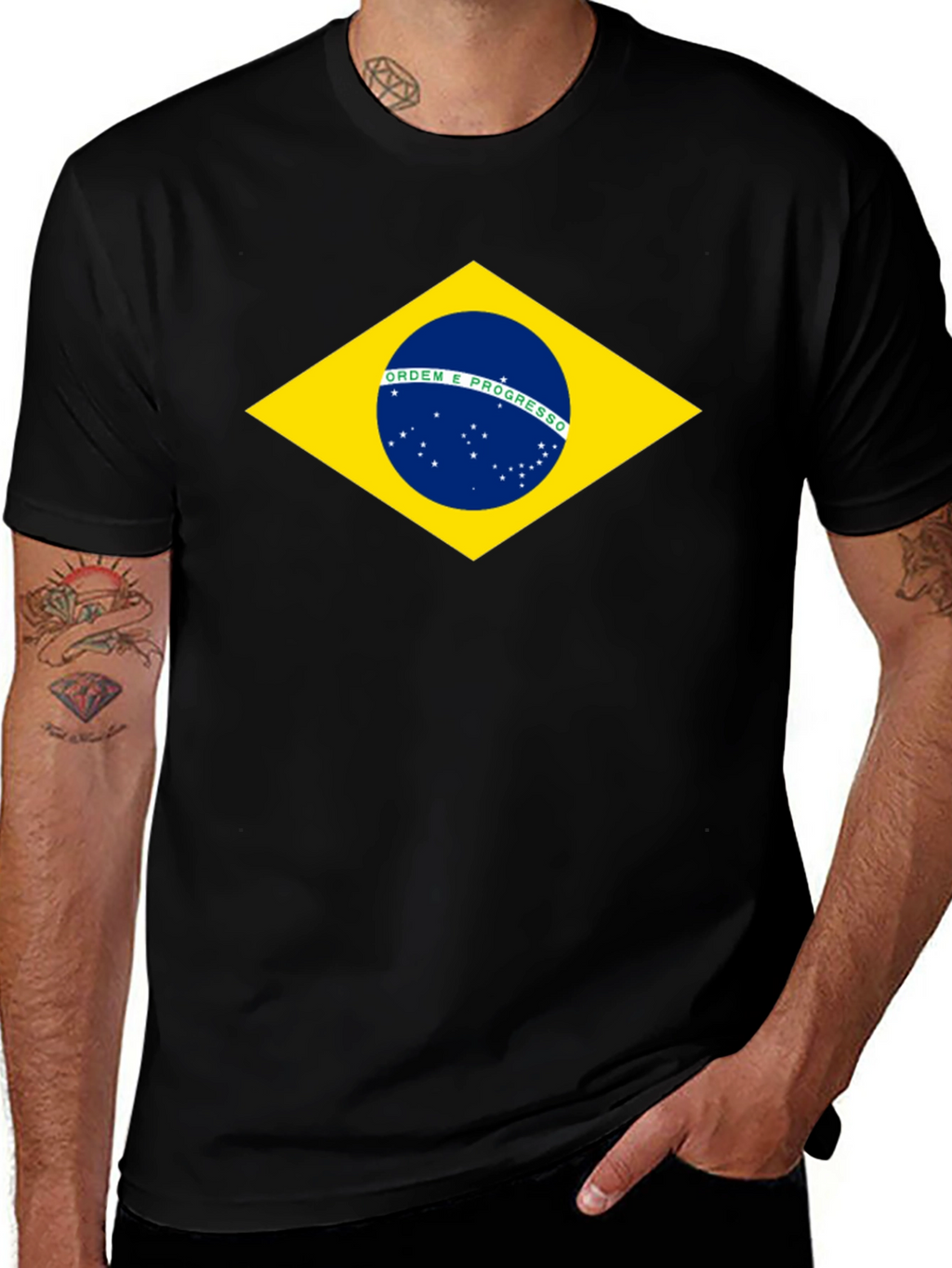 Brazil Flag Graphic T-Shirt - Black