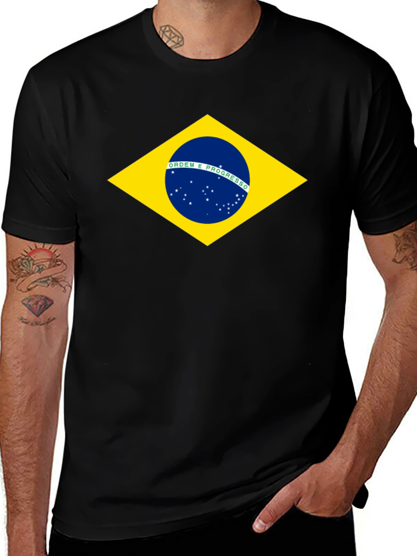 Brazil Flag Graphic T-Shirt - Black