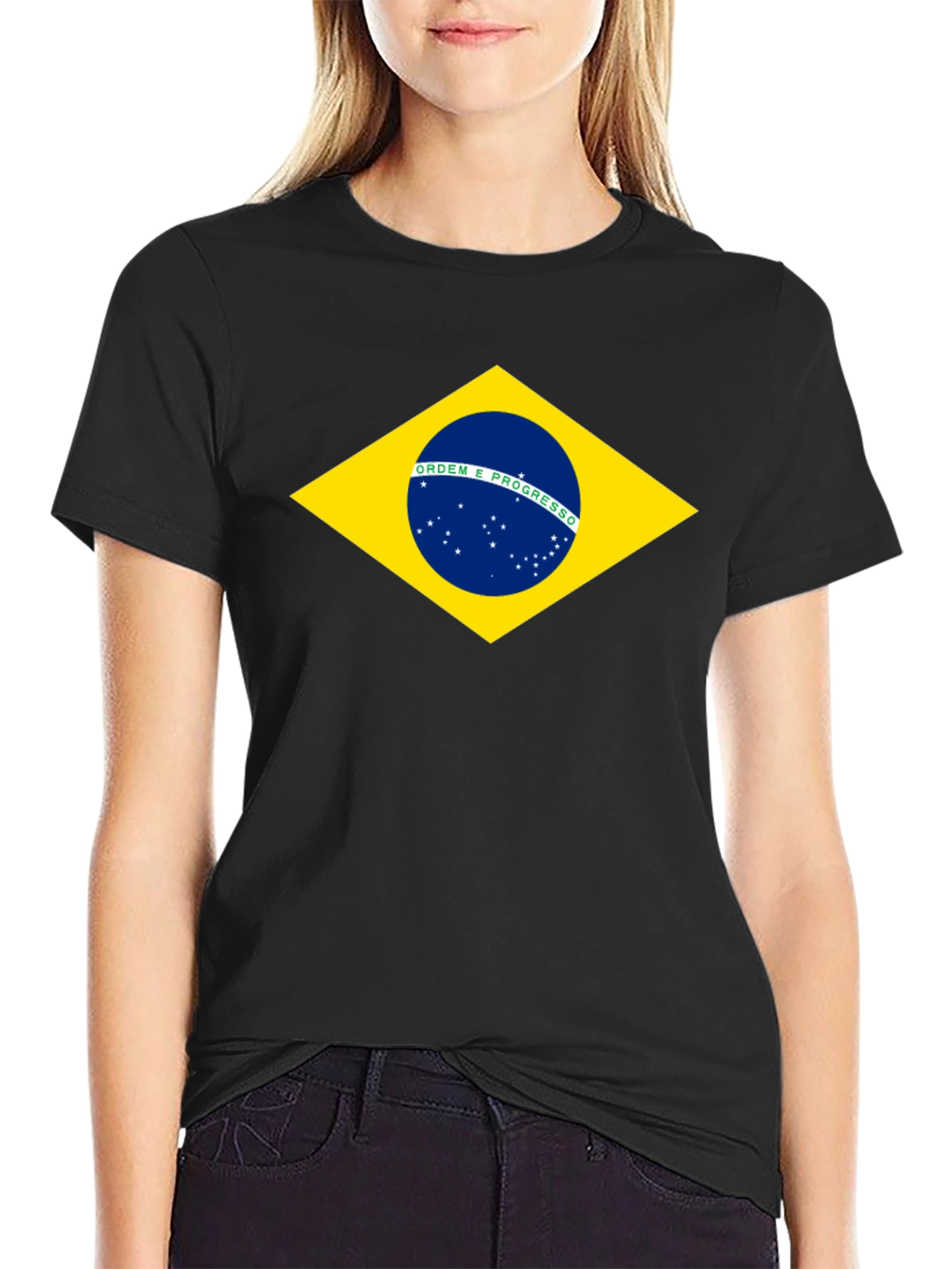 Brazil Flag Graphic T-Shirt - Black