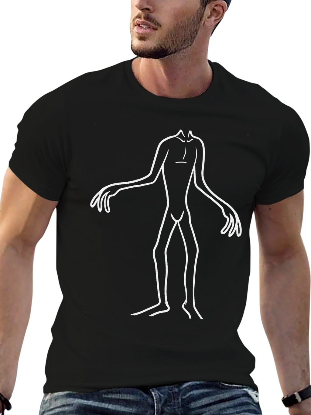 Abstract Figure Graphic Tee - Black Cotton