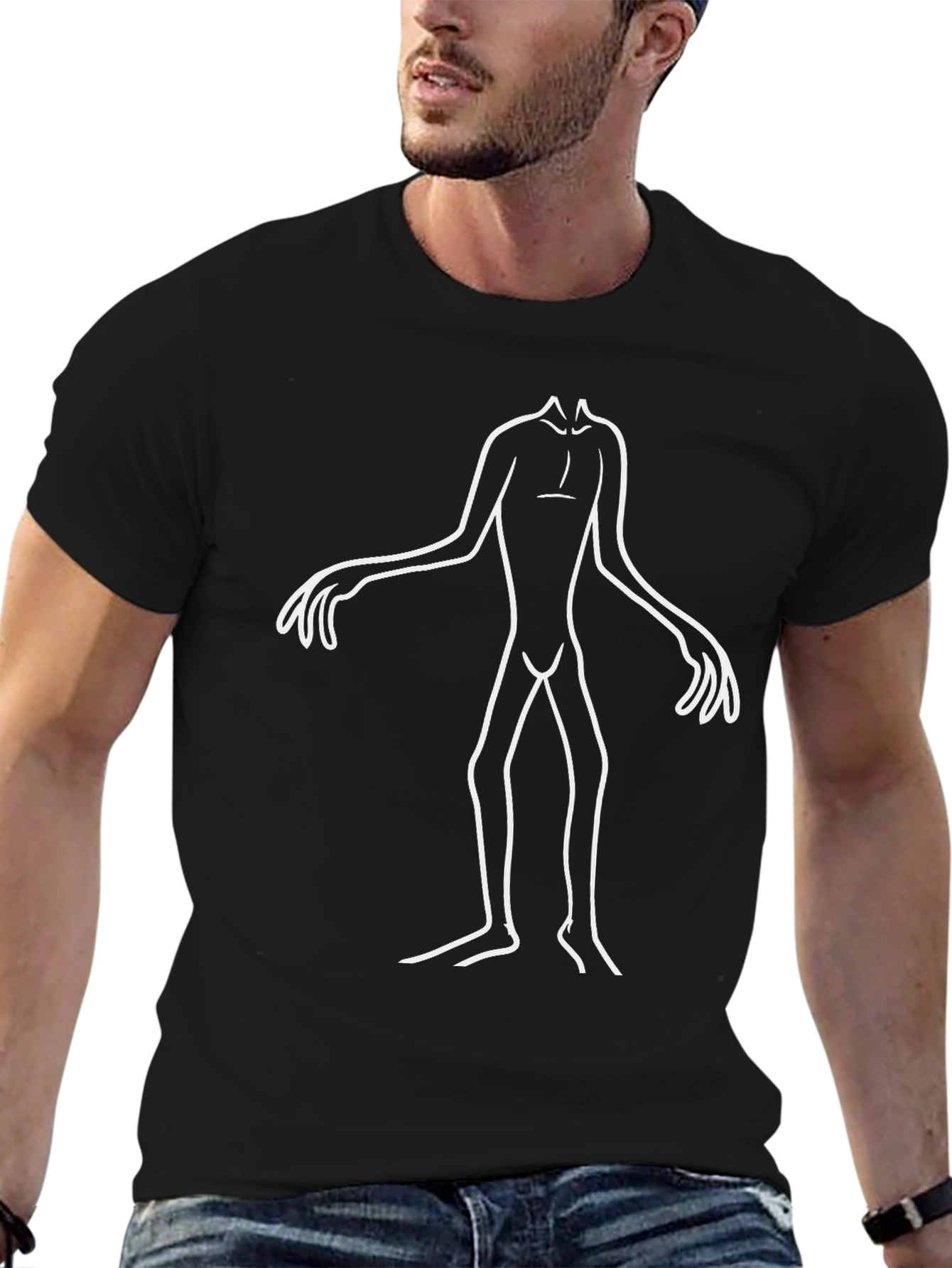 Abstract Figure Graphic Tee - Black Cotton