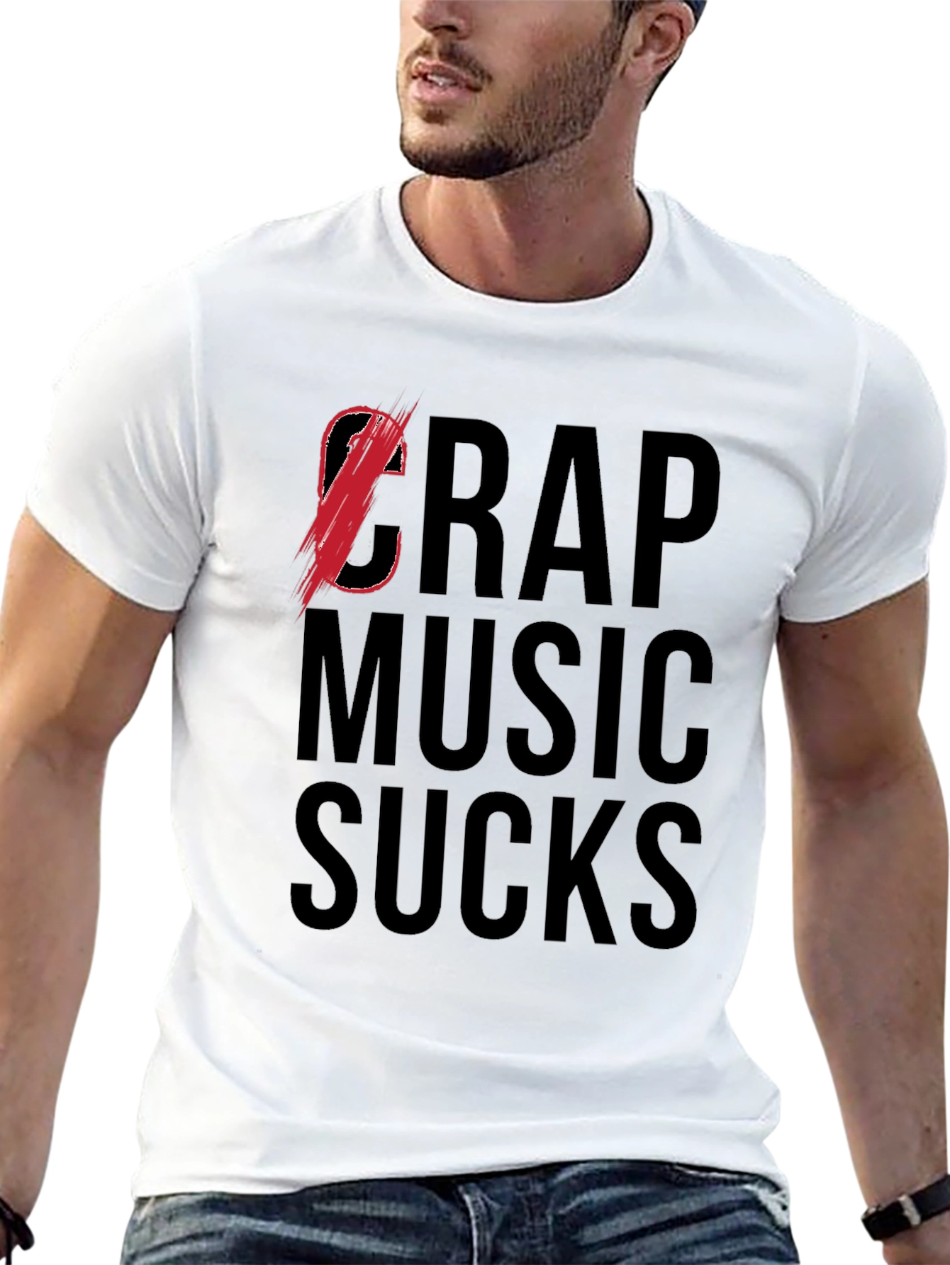Cr*p Music Sucks Graphic T-Shirt - Bold Statement Tee