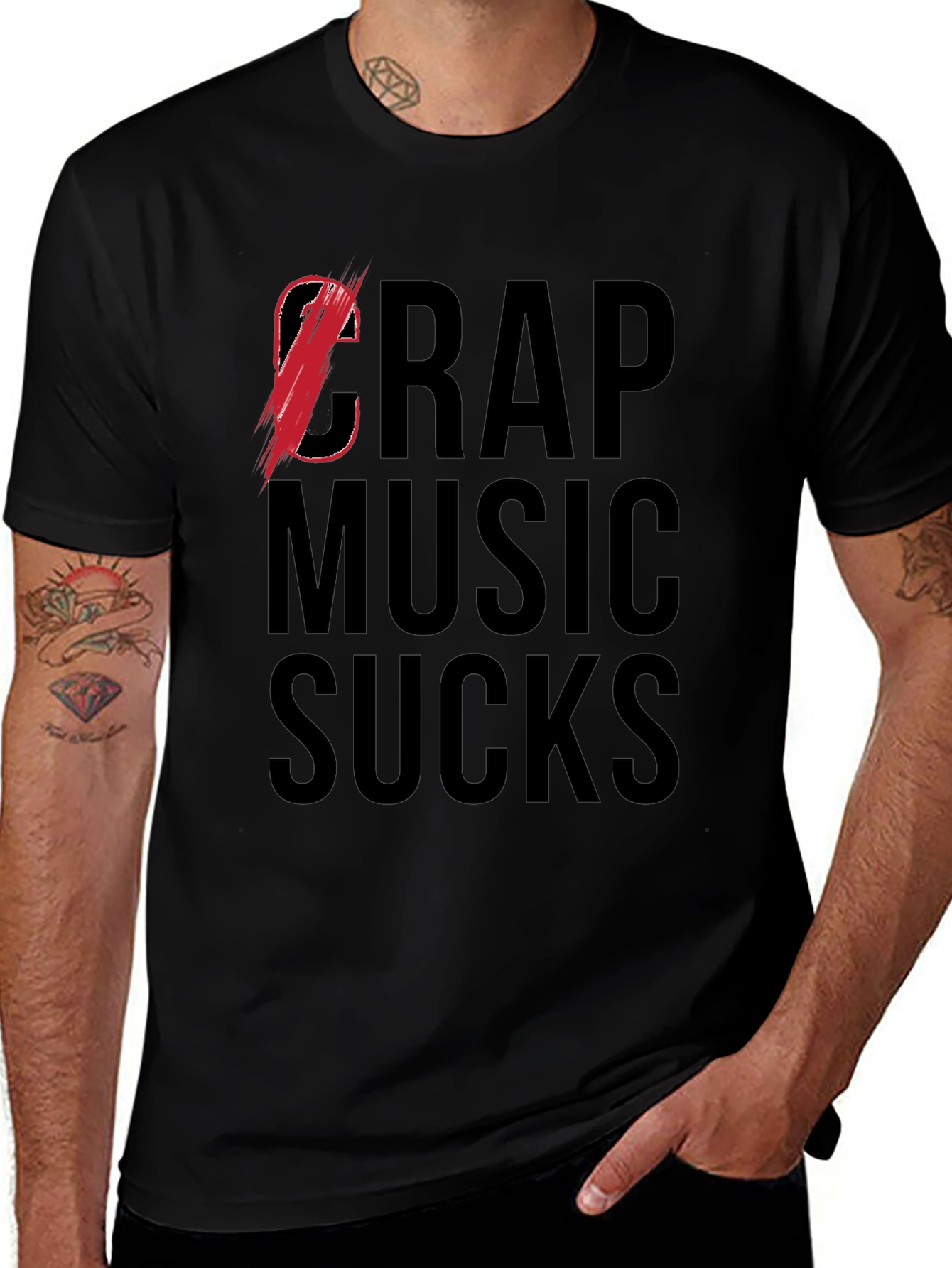 Cr*p Music Sucks Graphic T-Shirt - Bold Statement Tee