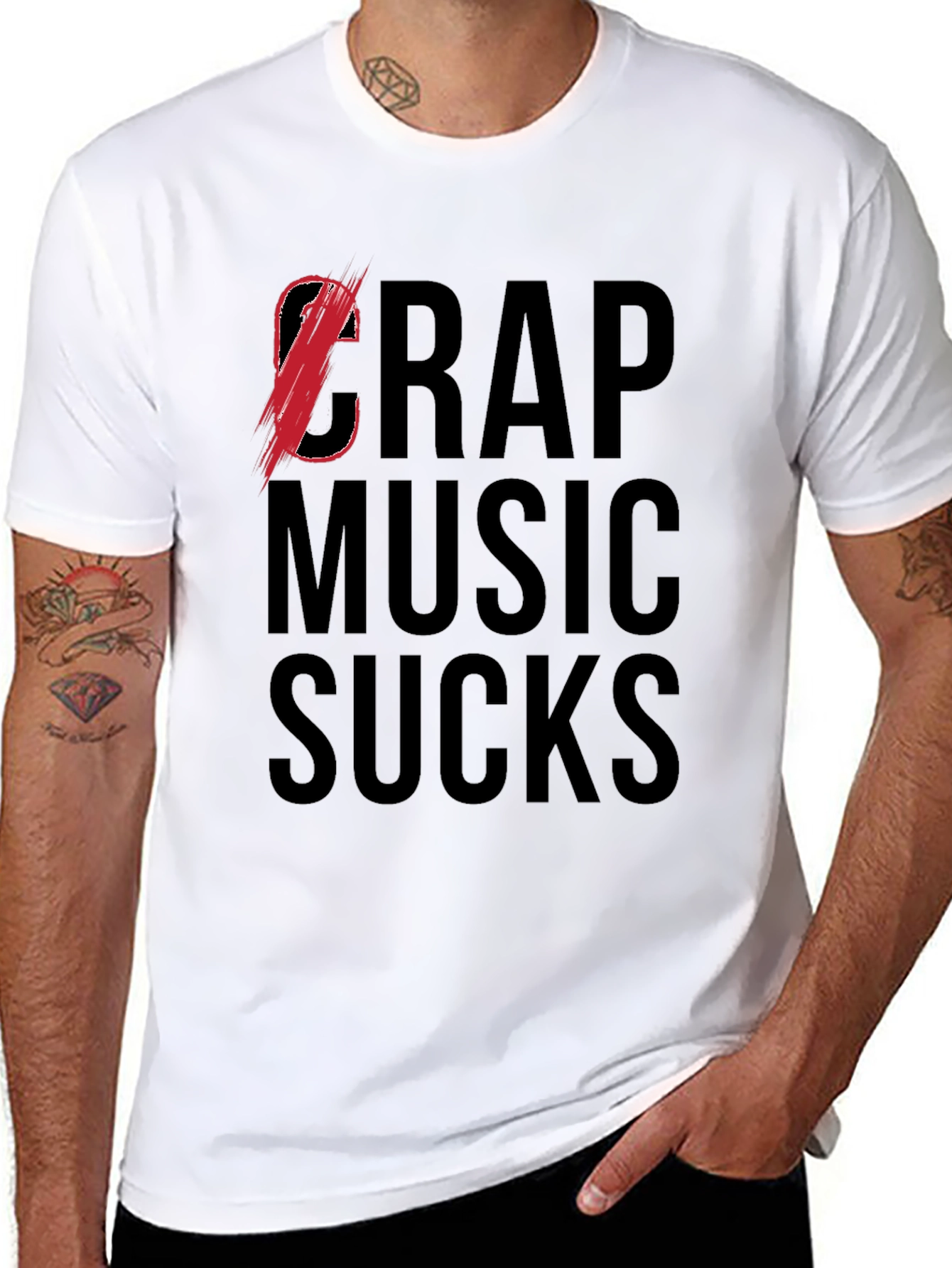 Cr*p Music Sucks Graphic T-Shirt - Bold Statement Tee