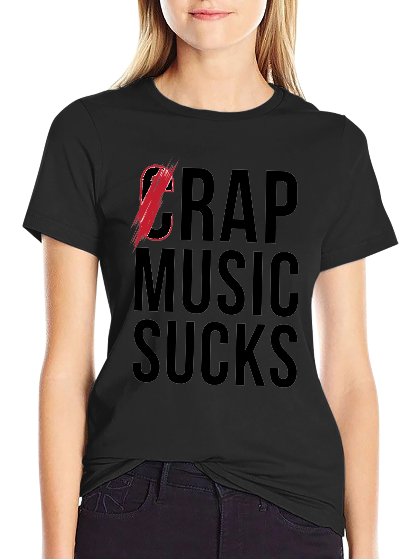 Cr*p Music Sucks Graphic T-Shirt - Bold Statement Tee
