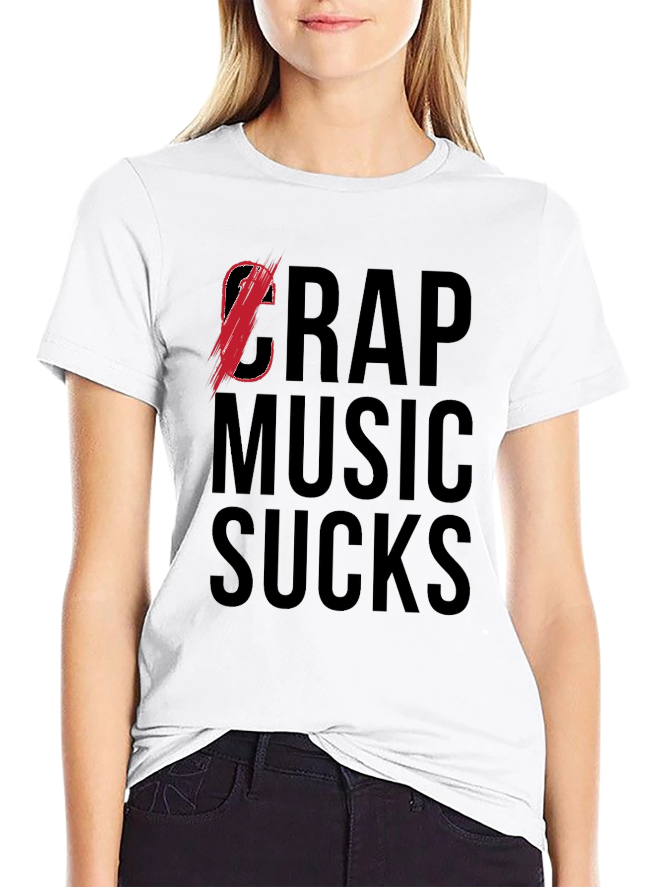 Cr*p Music Sucks Graphic T-Shirt - Bold Statement Tee