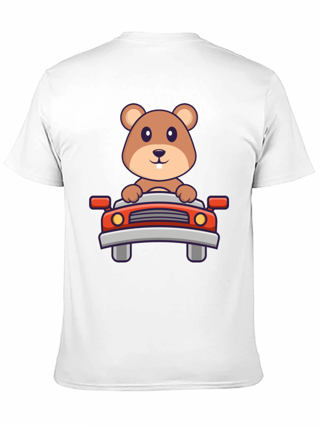 Cute Beaver Driving Car Graphic Tee - Black
