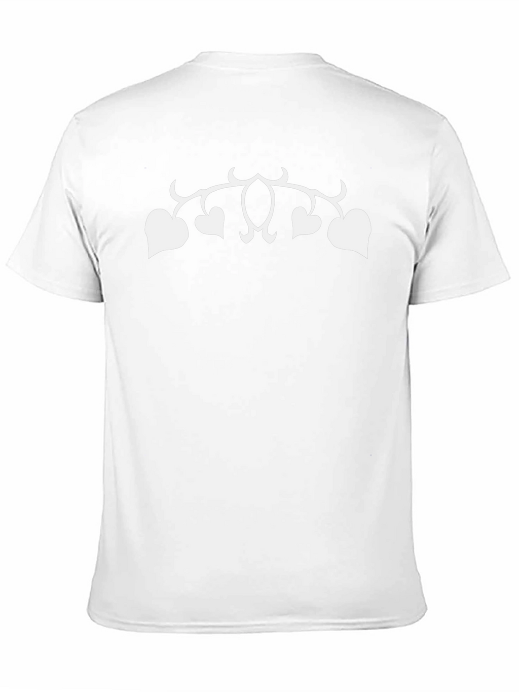 Black T-Shirt with White Heart Vines Design