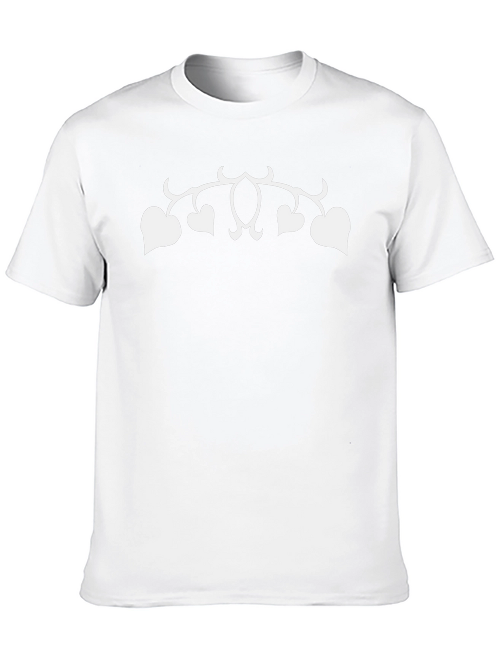 Black T-Shirt with White Heart Vines Design