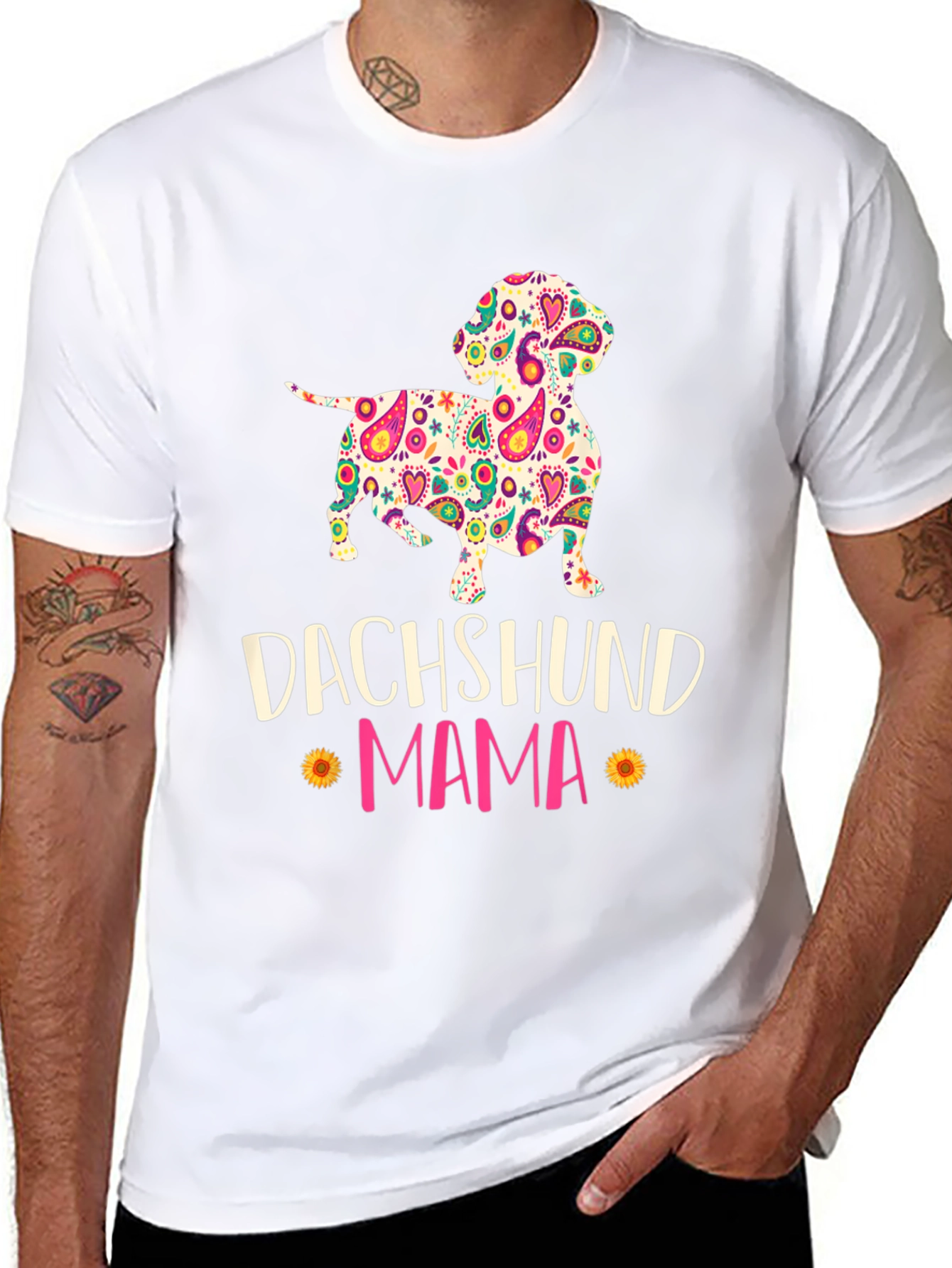 Dachshund Mama Floral Graphic T-Shirt