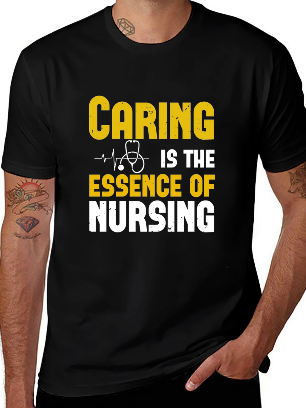 Caring is Essence of Nursing Black T-Shirt