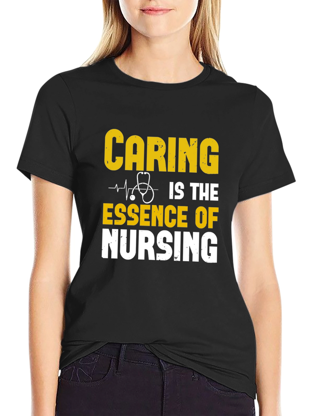 Caring is Essence of Nursing Black T-Shirt