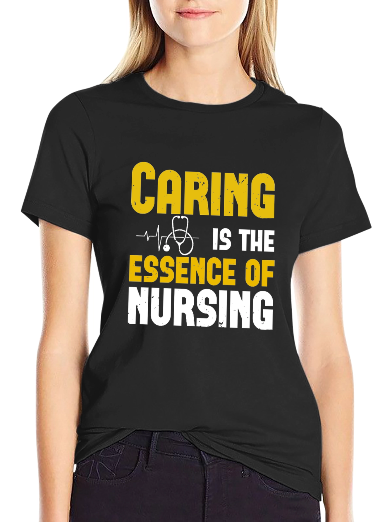 Caring is Essence of Nursing Black T-Shirt