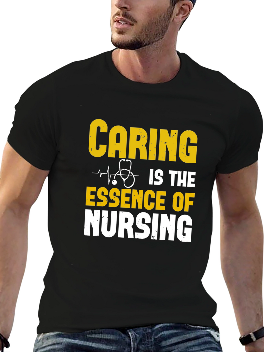 Caring is Essence of Nursing Black T-Shirt