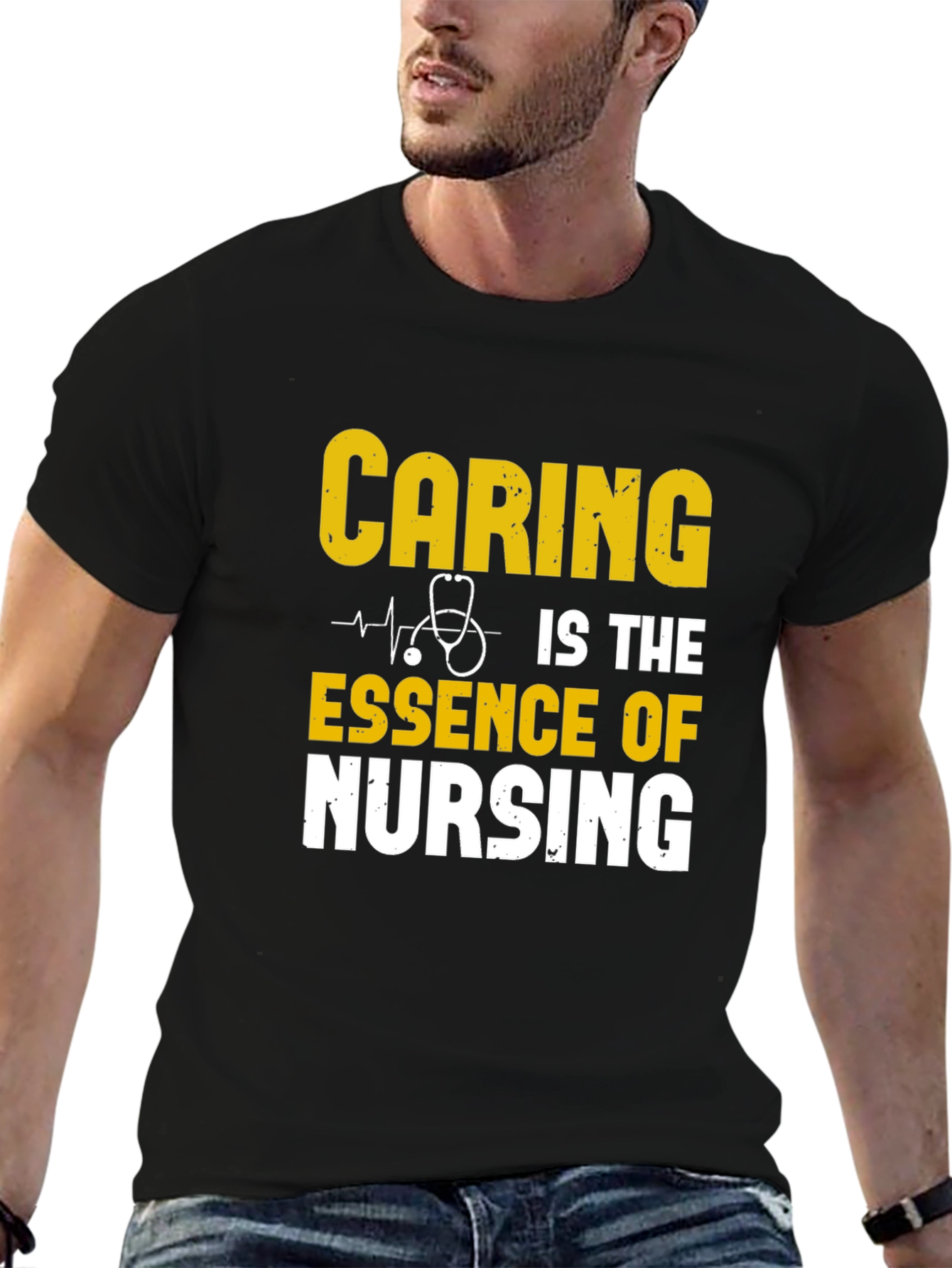 Caring is Essence of Nursing Black T-Shirt