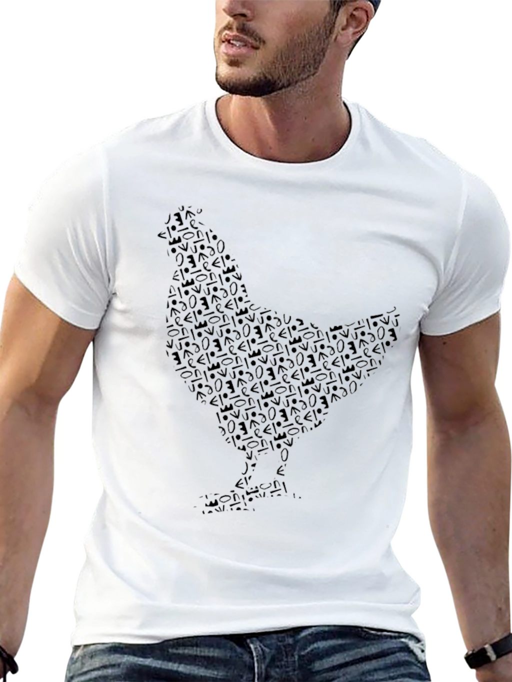 Abstract Chicken Graphic Black T-Shirt