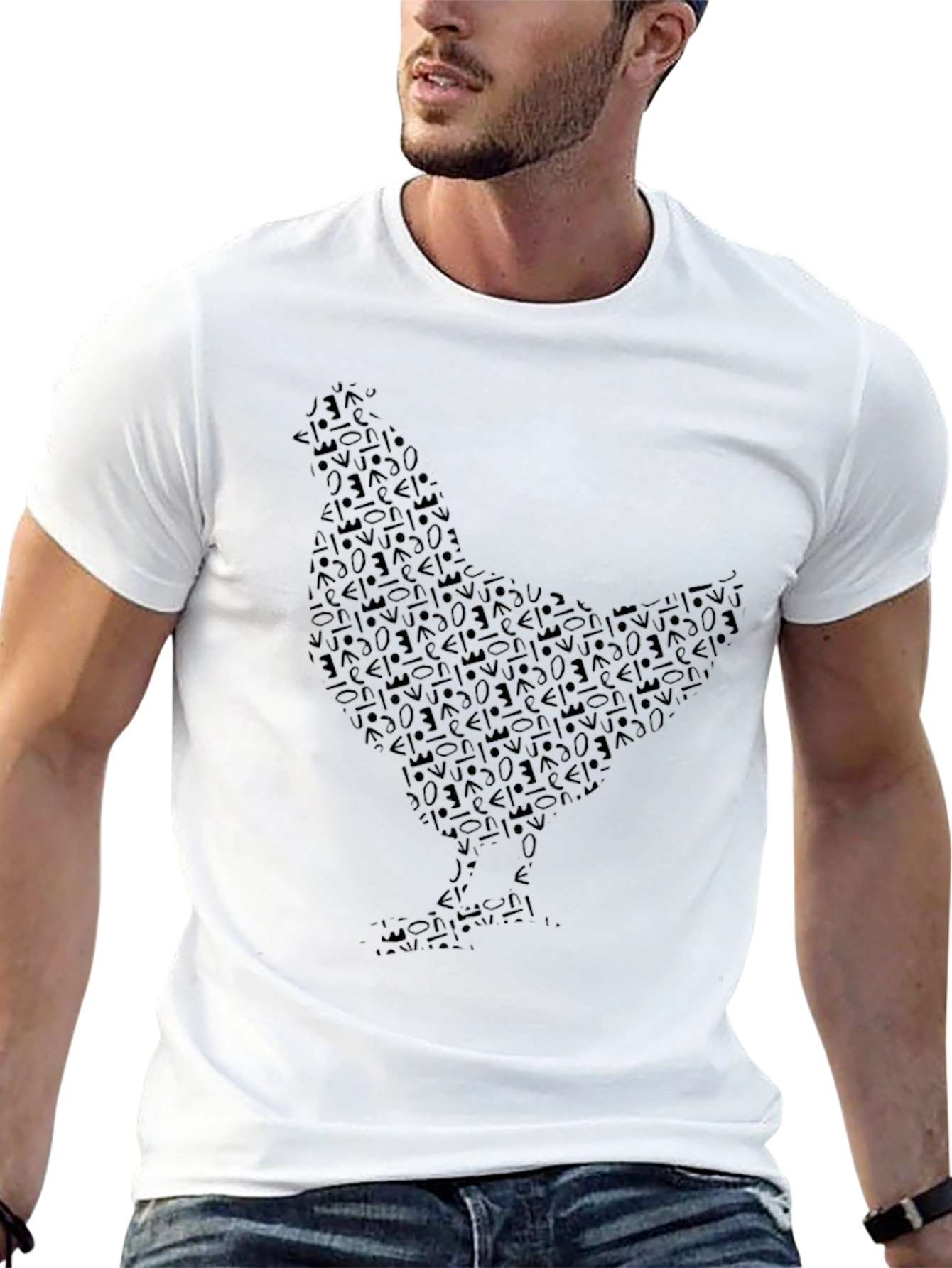 Abstract Chicken Graphic Black T-Shirt