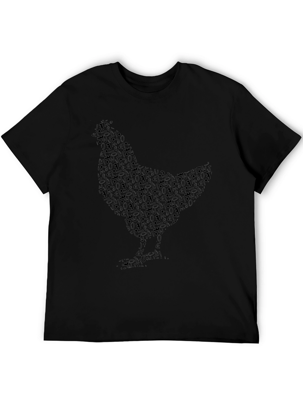 Abstract Chicken Graphic Black T-Shirt