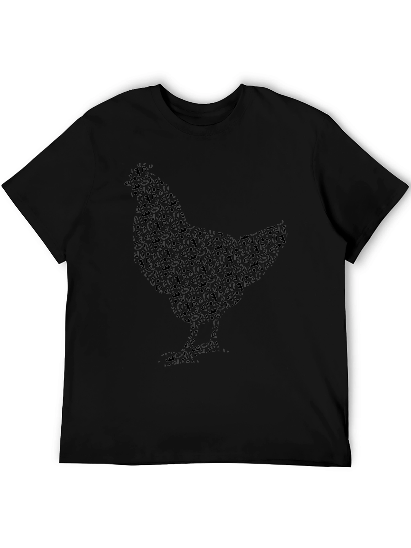Abstract Chicken Graphic Black T-Shirt