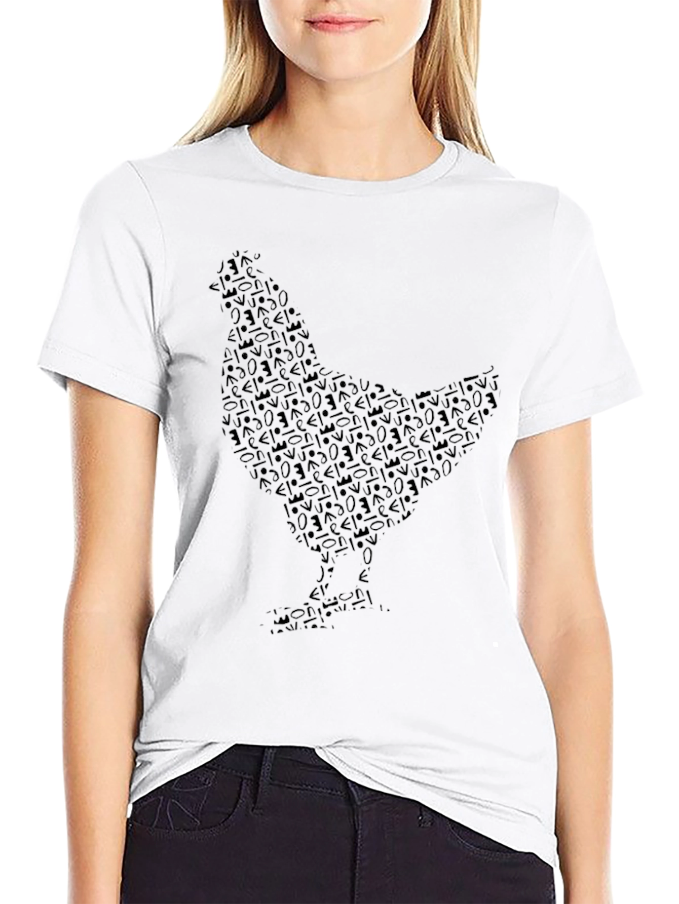 Abstract Chicken Graphic Black T-Shirt