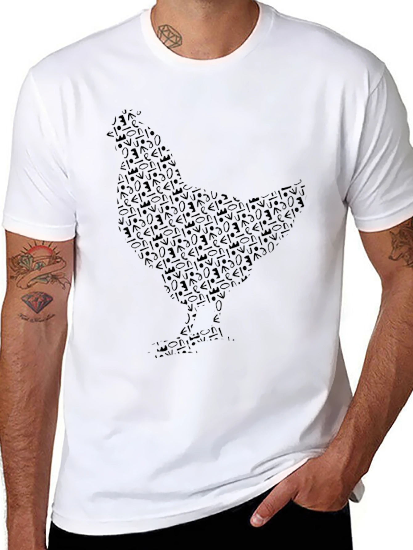 Abstract Chicken Graphic Black T-Shirt
