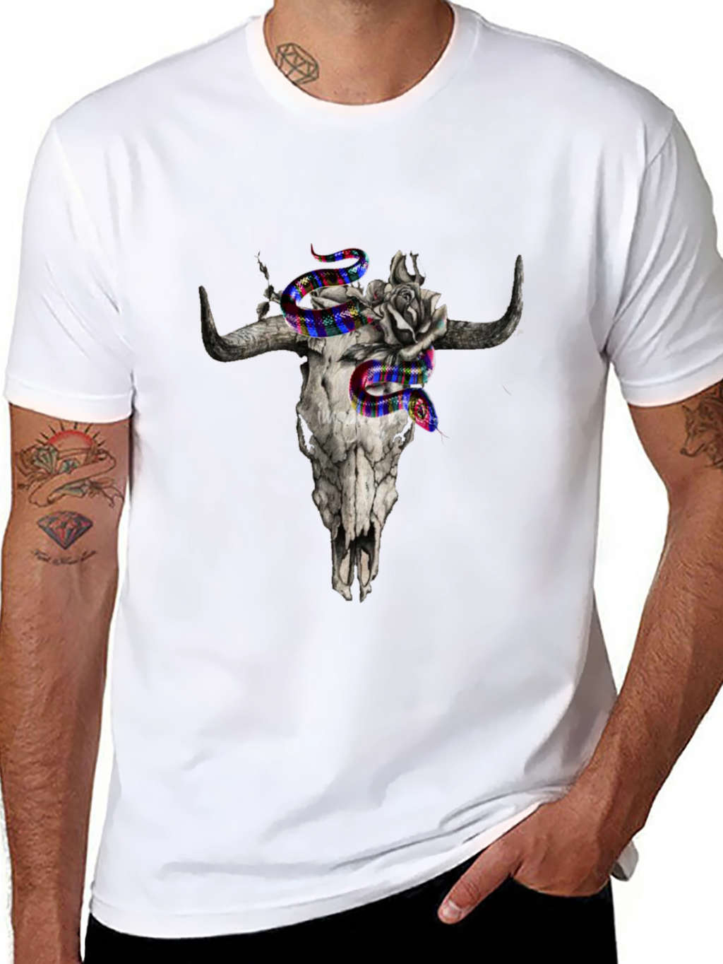 Skull & Snake Graphic Print Tee
