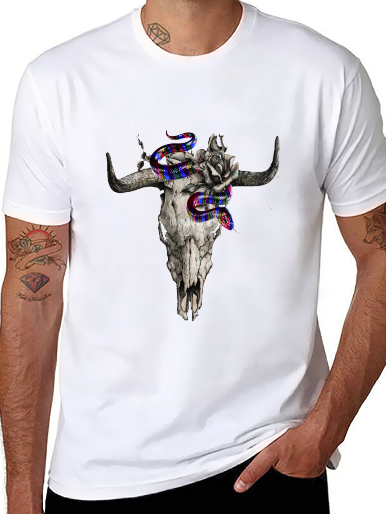 Skull & Snake Graphic Print Tee