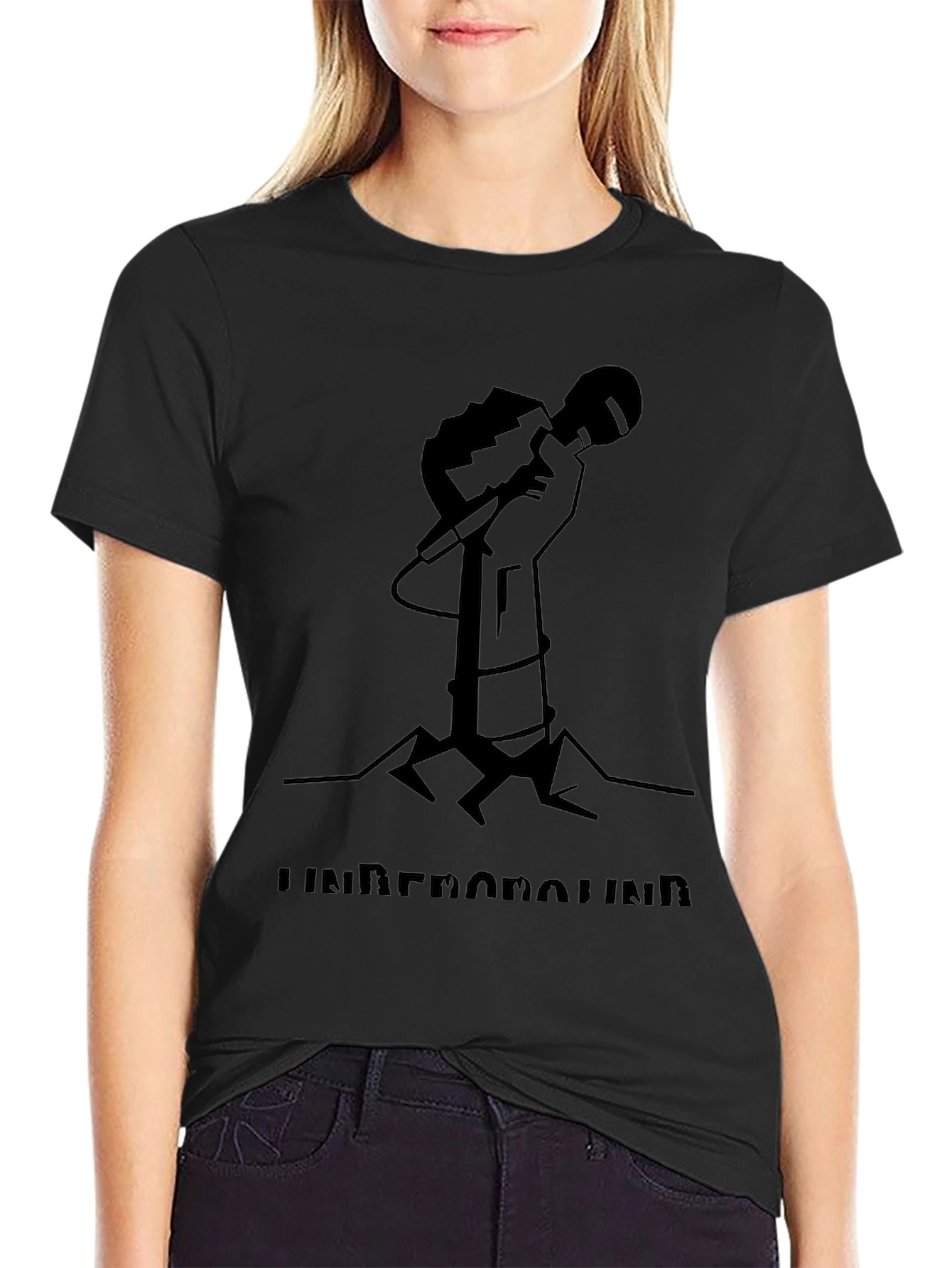 Underground Microphone Graphic Tee - Black